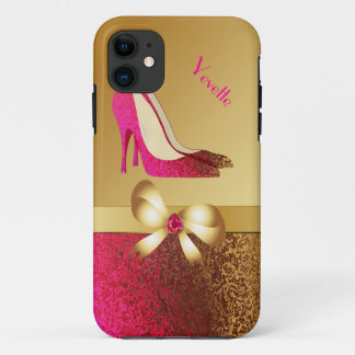 Fashionable Pink & Gold Tone Stiletto iPhone 11 Case