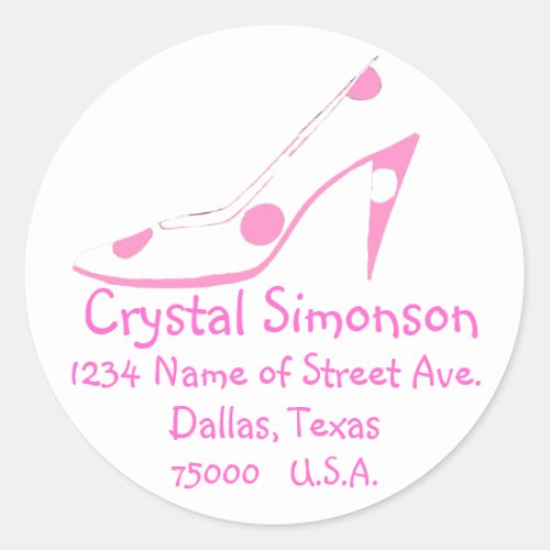 Fashionable Pink Shoe address label