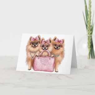Fashionable Pomeranian Dogs Pink Purse Card