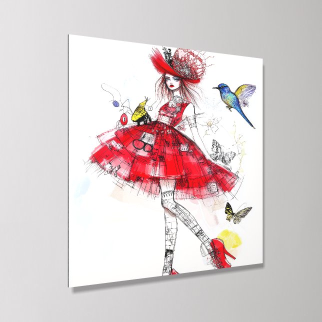 Fashionable Pretty Girl  Acrylic Photo Tile (Angled)