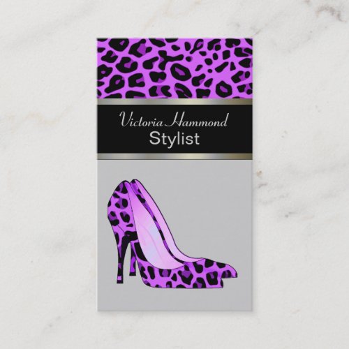 Fashionable Purple Jaguar Print Business Card