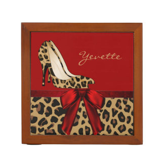 Fashionable Red and Jaguar Custom Desk Organizer