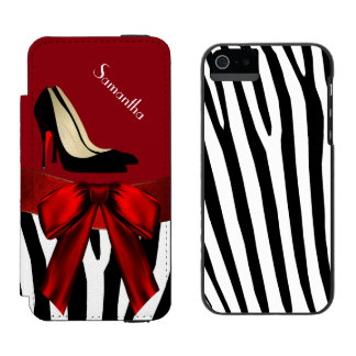Fashionable Red & Zebra Print iPhone 5 Wallet Case