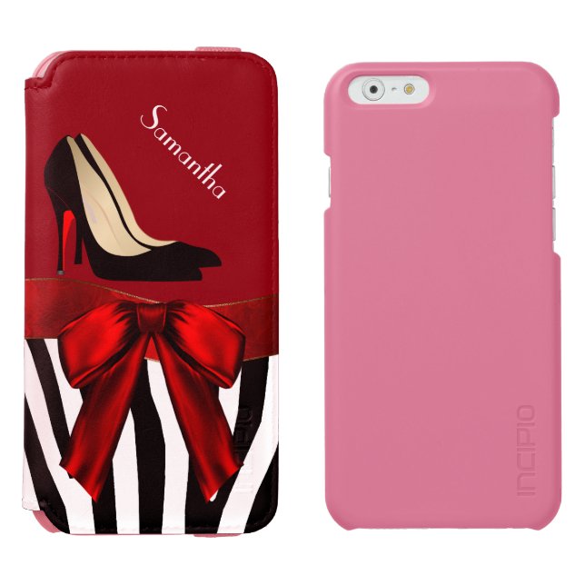 Fashionable Red & Zebra Print iPhone 6 Wallet Case (Side by Side)