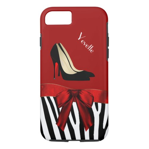 Fashionable Red  Zebra Print iPhone 7 Case