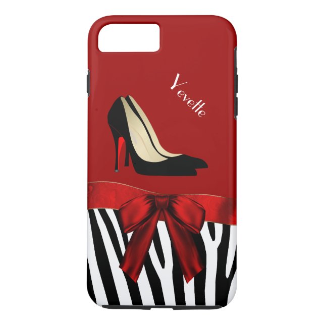 Fashionable Red & Zebra Print iPhone 7 Plus Case (Back)