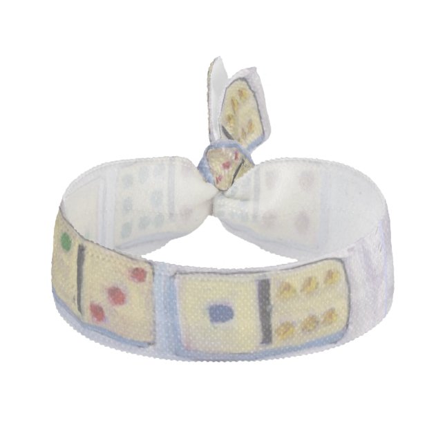 Fashionable Retro Lilac Abstract Dominoes Player Ribbon Hair Tie (Front)