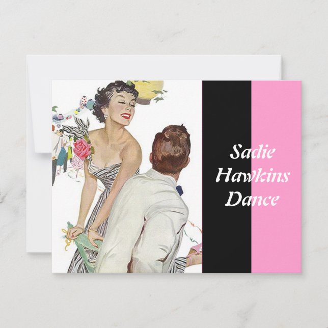 Fashionable Retro Sadie Hawkins Dance Invitations (Front)