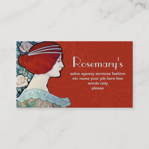 Customizable fashionable retro style business card with woman