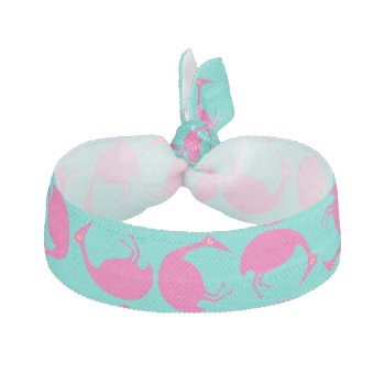 Fashionable Retro Style Tumbling Pink Flamingos Aq Elastic Hair Tie by rainsplitter at Zazzle