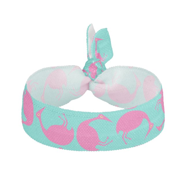 Fashionable Retro Style Tumbling Pink Flamingos Aq Elastic Hair Tie (Front)