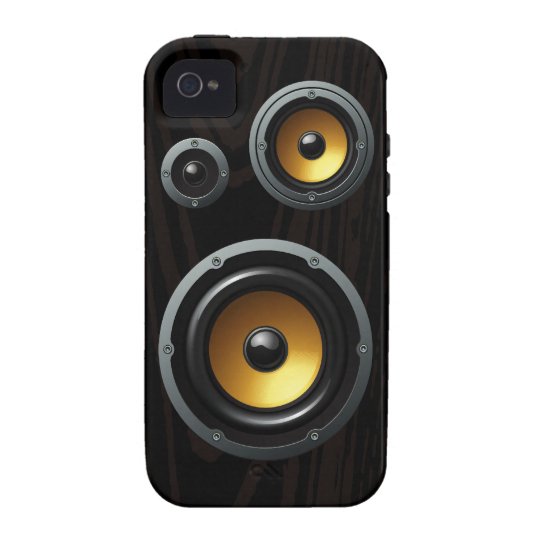 Fashionable Retro Wood Grain Speaker Trio iPhone 4 Cover
