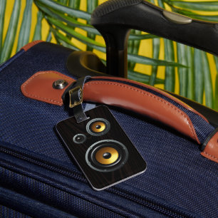 Fashionable Retro Wood Grain Speaker Trio Luggage Tag