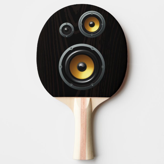 Fashionable Retro Wood Grain Speaker Trio Ping-Pong Paddle (Front)