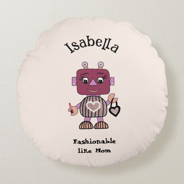 Fashionable robot  round pillow (Front)