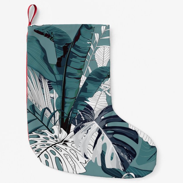 Fashionable seamless tropical pattern with tropica small christmas stocking (Front)