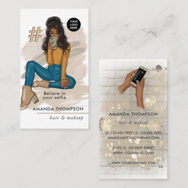 Fashionable Selfie Girl Business Card (Front/Back)