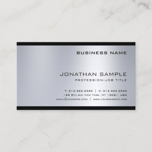 Fashionable Silver Look Simple Plain Professional Business Card