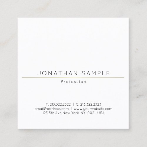 Fashionable Sleek Square Design Gold Plain Luxury Square Business Card
