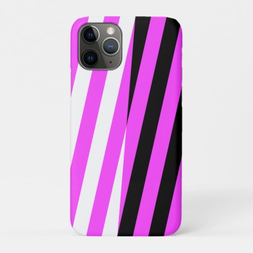 Fashionable Stripe Design in Pink Black and White iPhone 11 Pro Case