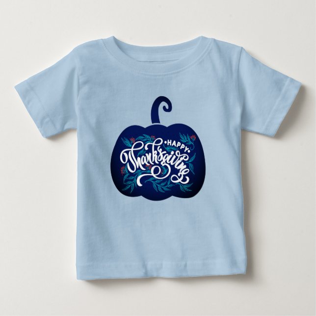 fashionable Text on pumpkin for Thanksgiving  Baby T-Shirt (Front)