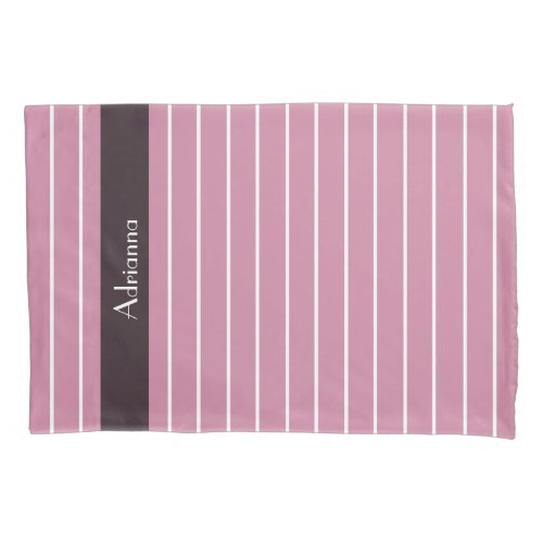 Fashionable Thin Cashmere Rose Stripes and Name Pillowcase