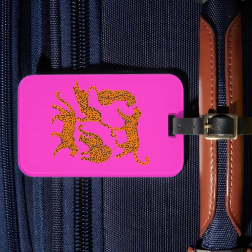 Fashionable tiger with red lips  luggage tag