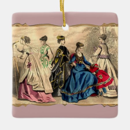 Fashionable Victorian Ladies Ceramic Ornament
