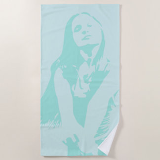 Fashionable Watercolor Dancing Girl Silhouette Beach Towel