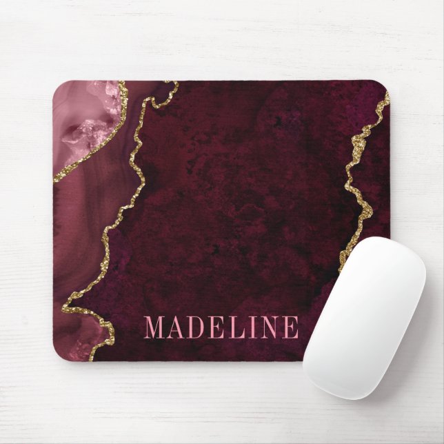 Fashionable Watercolor Rose Gold Marble Geode Mouse Pad (With Mouse)