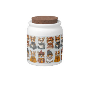 Fashionable Welsh Corgi Dogs Candy Jar