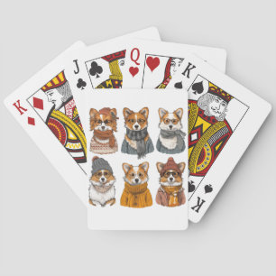 Fashionable Welsh Corgi Dogs Poker Cards