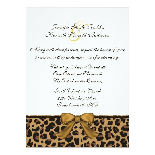 Fashionable Wild Jaguar Pattern Wedding Invitation