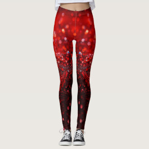 Fashionable with red glitter design leggings