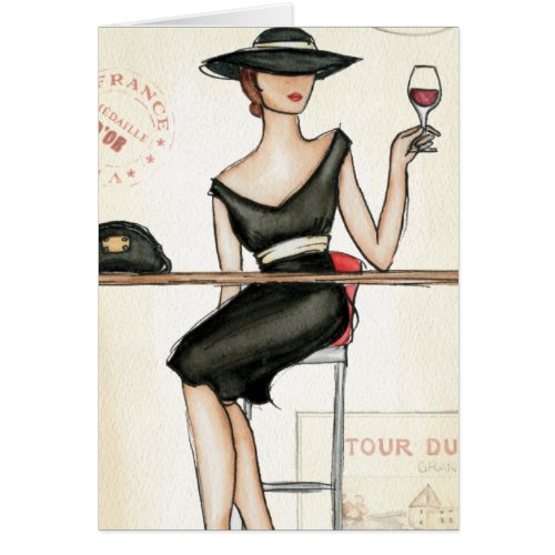 Fashionable Woman and Wine Glass