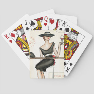 Fashionable Woman and Wine Glass Poker Cards