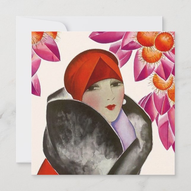 FASHIONABLE WOMAN BIRTHDAY PARTY INVITATION INVITE (Front)