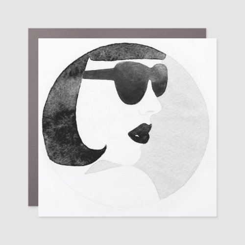 Fashionable Woman Sunglasses Illustration Car Magnet