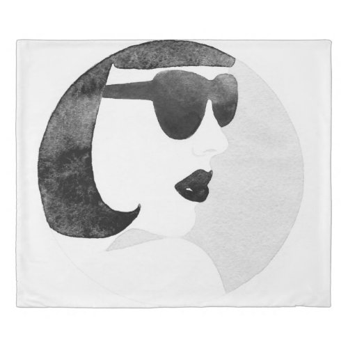 Fashionable Woman Sunglasses Illustration Duvet Cover