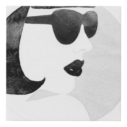 Fashionable Woman Sunglasses Illustration Faux Canvas Print