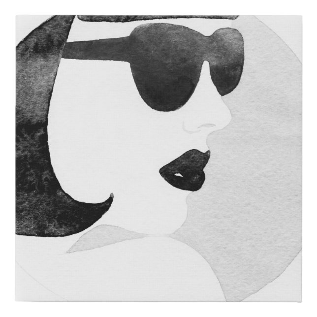 Fashionable Woman Sunglasses Illustration Faux Canvas Print (Front)
