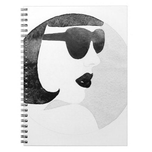 Fashionable Woman Sunglasses Illustration Notebook
