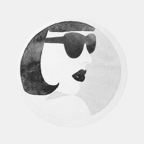 Fashionable Woman Sunglasses Illustration Rug