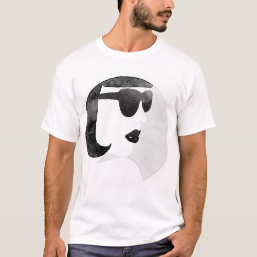Fashionable Woman Sunglasses Illustration T_Shirt