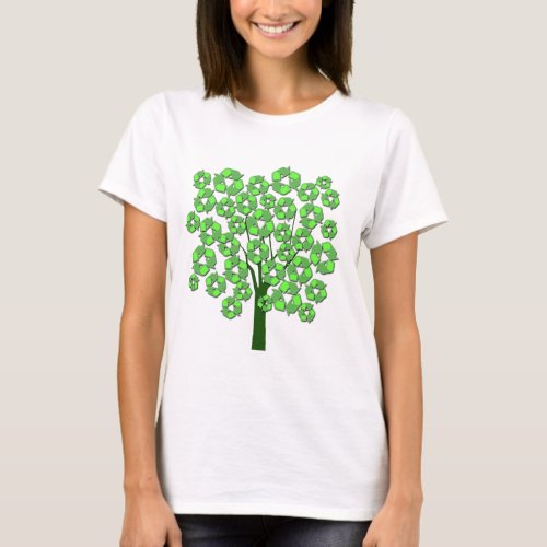 Fashionably Green Recycle Symbol Tree T_Shirt