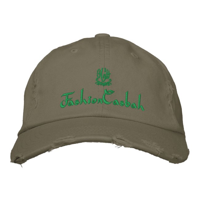 FashionCasbah Olive Green Embroidered Baseball Hat (Front)