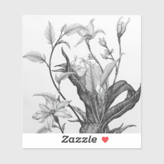 Fashioned by Nature: Intricate Black & White Plant Sticker