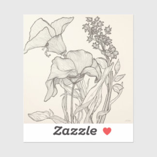 Fashioned by Nature: Intricate Black & White Plant Sticker