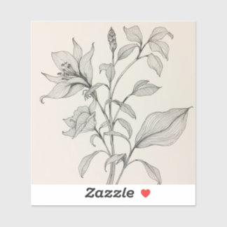 Fashioned by Nature: Intricate Black & White Plant Sticker