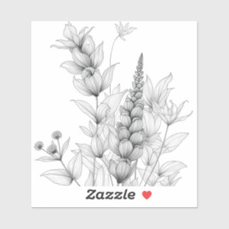 Fashioned by Nature: Intricate Black & White Plant Sticker